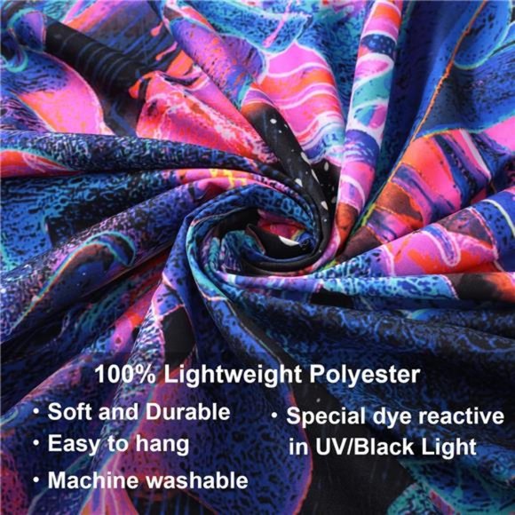 Blacklight Skull Tapestry, The Kissing Lovers Tapestry UV Reactive Trippy Neon - Picture 6 of 6